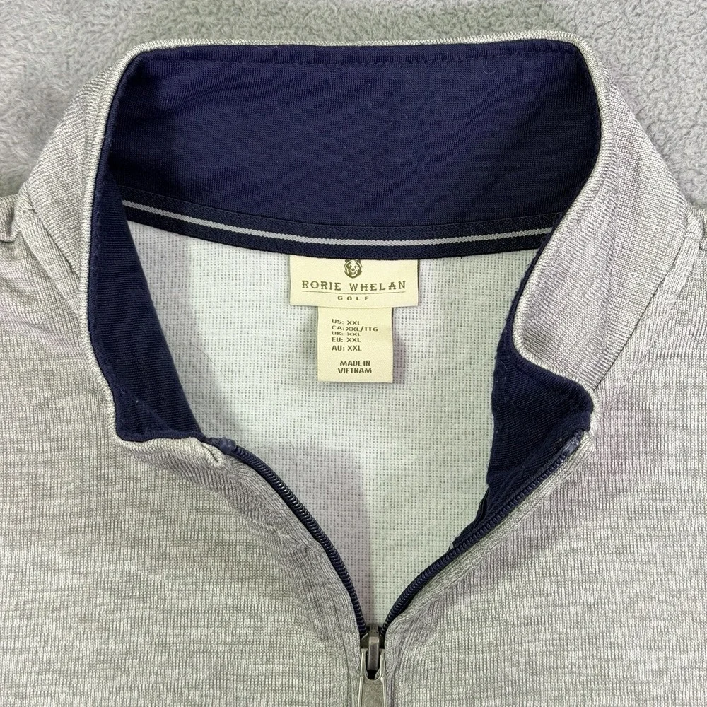 Rorie Whelan Sweater Mens‎ 2XL Gray 1/4 Zip Pullover Golf Performance Preppy